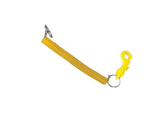 Kuning PP Plastik dan PVC gantungan kunci promosi, pemegang Kartu Kredit dengan spiral kabel 30583