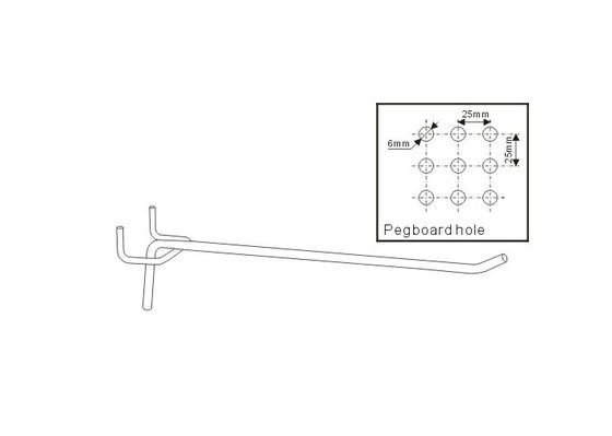 chrome, seng, nikel Plating 7 bola logam baja kawat pegboard Retail Tampilan Hooks 31141,31142,31143,31144,31145