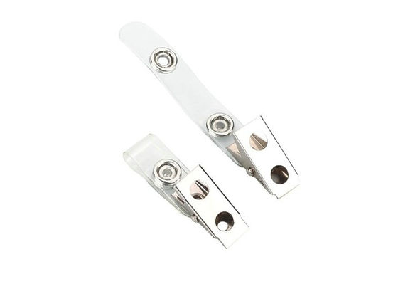 Logam popper kartu musim semi rahang kredit, ID Badge Holder Clip dengan PVC tali dan tombol logam 30275