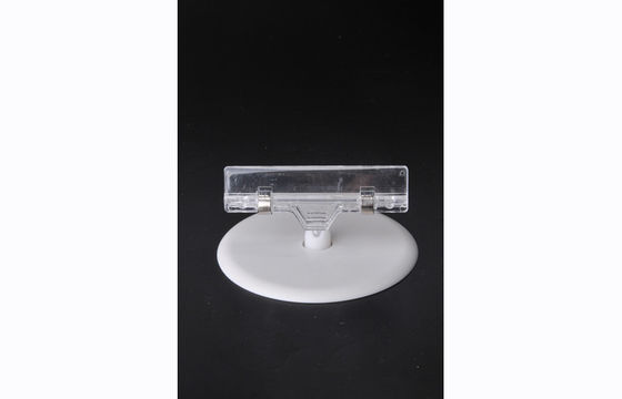 Transparan Plastik PS Tag Pemegang Klip Harga, Klip POP dengan Basis Bulat 15 * 9cm