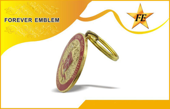 Lembut Enamel / Cloisonne Logam Promosi Gantungan kunci Dengan Split Ring Dan Jaringan