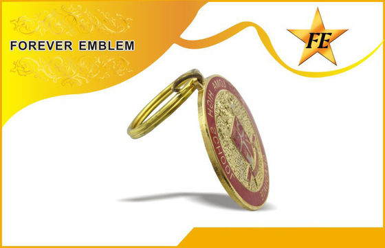 Lembut Enamel / Cloisonne Logam Promosi Gantungan kunci Dengan Split Ring Dan Jaringan