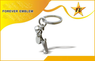 Bronze / Tembaga 3D logam Promosi Gantungan kunci Dengan Split Ring + Ring Langsung