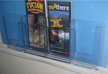 4 Pocket Acrylic Display Stand, Wall Mounted Pemegang Brosur