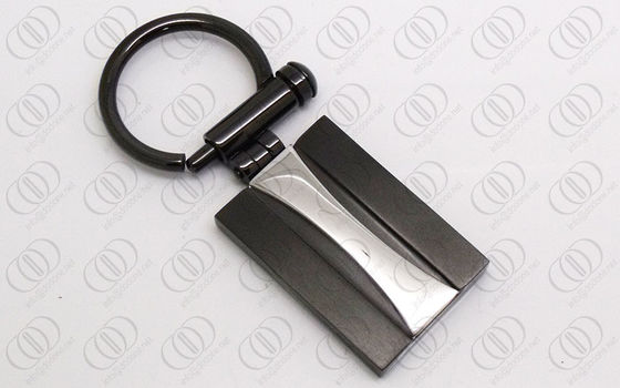 Penuh Hitam Disepuh Stainless Steel Keren Bergaya Gantungan kunci Shiny Perak Accent