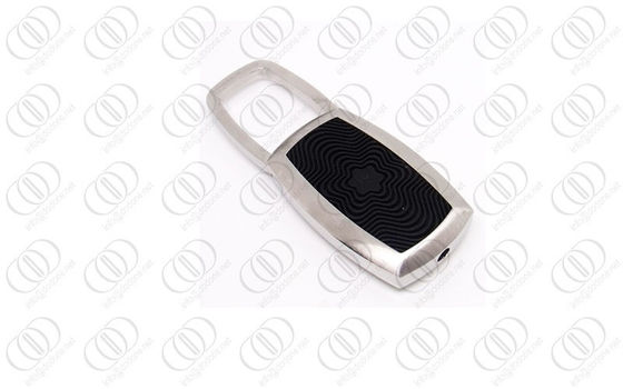 Mode Hitam Karet Keychain penuh Brushed Musim Semi Stainless Steel