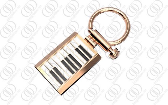 Naik Emas Piano Keychain Holder Hitam Putih Lacquer Untuk Musisi