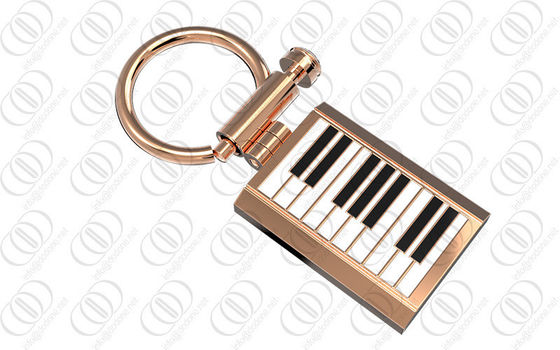 Naik Emas Piano Keychain Holder Hitam Putih Lacquer Untuk Musisi
