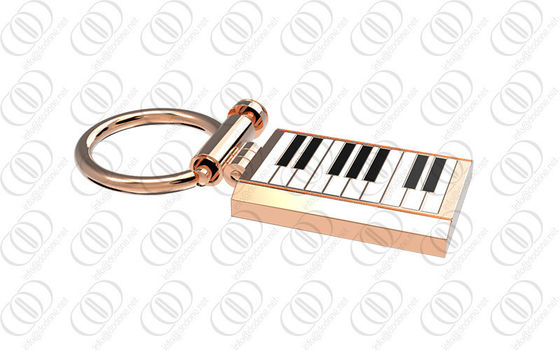 Naik Emas Piano Keychain Holder Hitam Putih Lacquer Untuk Musisi