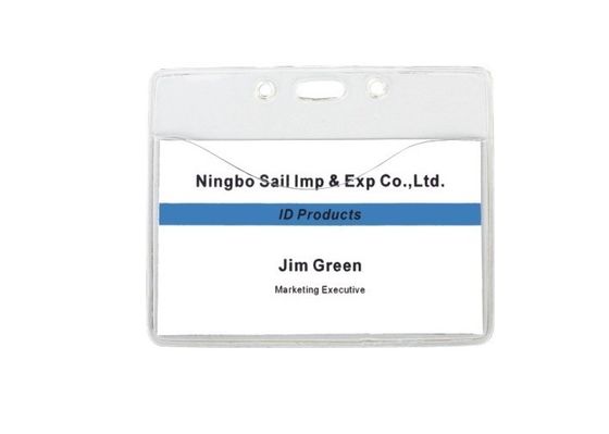 PVC Wallet Pemegang Conference Badge Nama Dengan 1 Slot Lubang Pada Kepala Untuk Clamp Klip (95 x 78mm) 30302